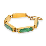 Vintage 24k Yellow Gold Jadeite Jade Chunky Link Bracelet