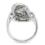Antique Art Deco Platinum 1.58tcw Diamond and Emerald Ring