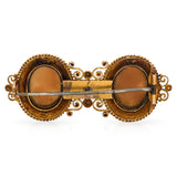 Antique 17k Yellow Gold Diamond "Two Sisters" Shell Cameo Brooch