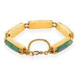Vintage 24k Yellow Gold Jadeite Jade Chunky Link Bracelet