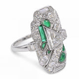 Antique Art Deco Platinum 1.58tcw Diamond and Emerald Ring