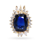 Vintage 14k Yellow Gold GIA 13.77ct Sapphire and Diamond Pendant