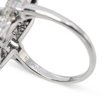 Antique Art Deco Platinum 1.58tcw Diamond and Emerald Ring