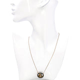 Antique Victorian Yellow Gold Onyx Micro Mosaic Pendant Necklace