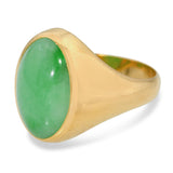 Vintage 20k Yellow Gold Jadeite Cabochon Men's Ring