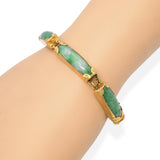 Vintage 24k Yellow Gold Jadeite Jade Chunky Link Bracelet