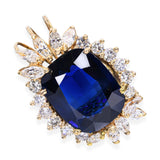 Vintage 14k Yellow Gold GIA 13.77ct Sapphire and Diamond Pendant