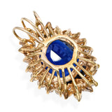 Vintage 14k Yellow Gold GIA 13.77ct Sapphire and Diamond Pendant