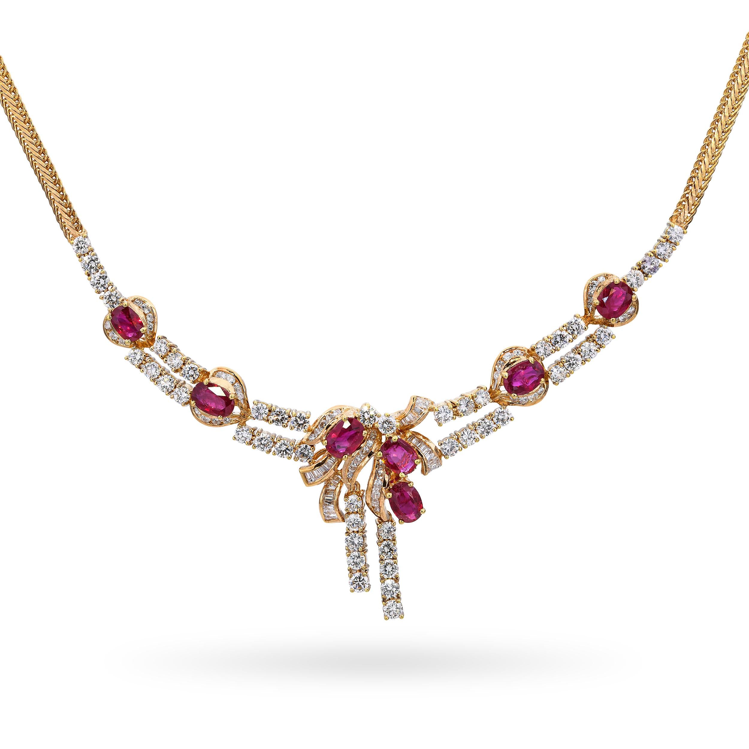 18k Yellow Gold 4.55tcw Ruby and 3.01tcw J VS Diamond Necklace