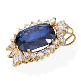 Vintage 14k Yellow Gold GIA 13.77ct Sapphire and Diamond Pendant