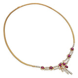 18k Yellow Gold 4.55tcw Ruby and 3.01tcw J VS Diamond Necklace