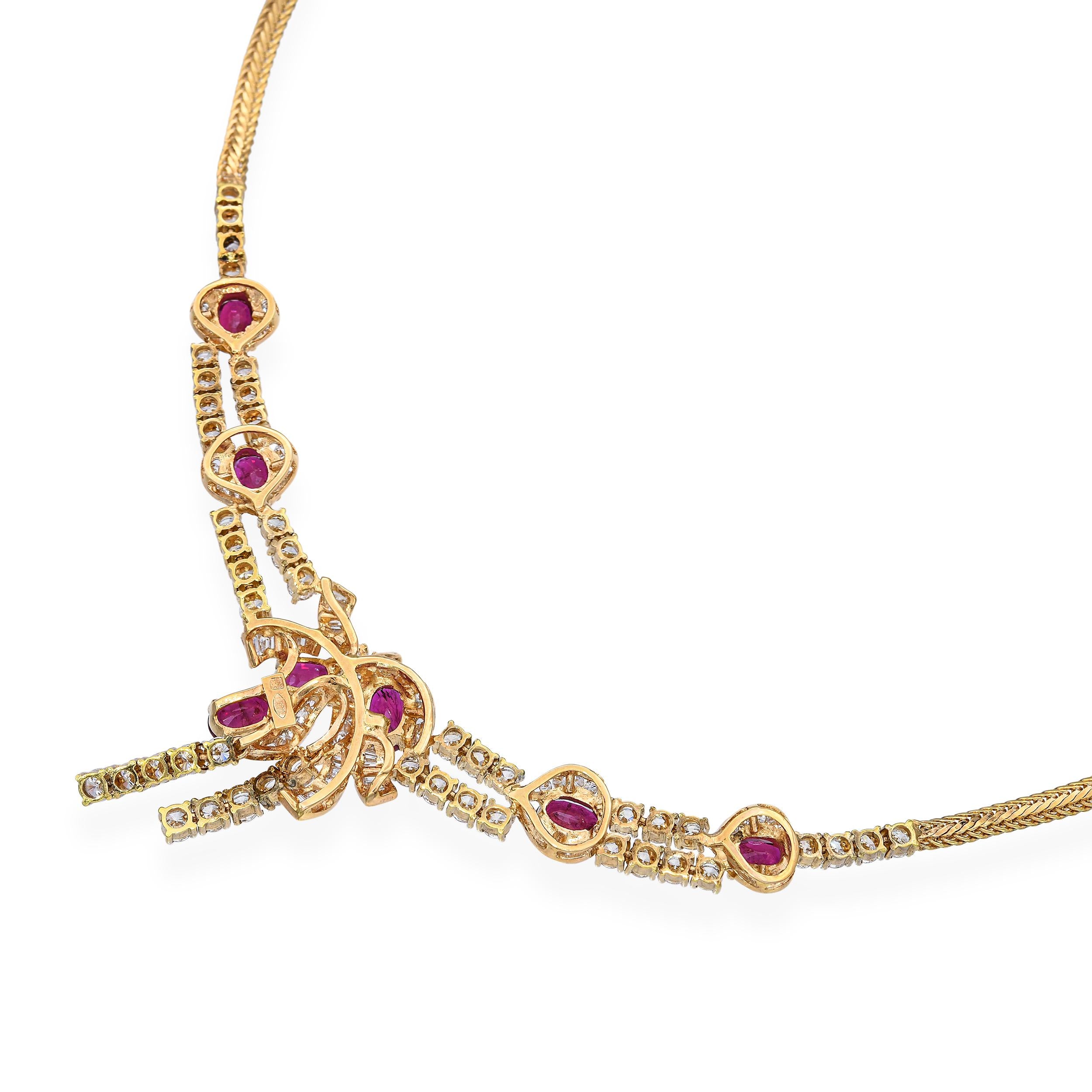 18k Yellow Gold 4.55tcw Ruby and 3.01tcw J VS Diamond Necklace