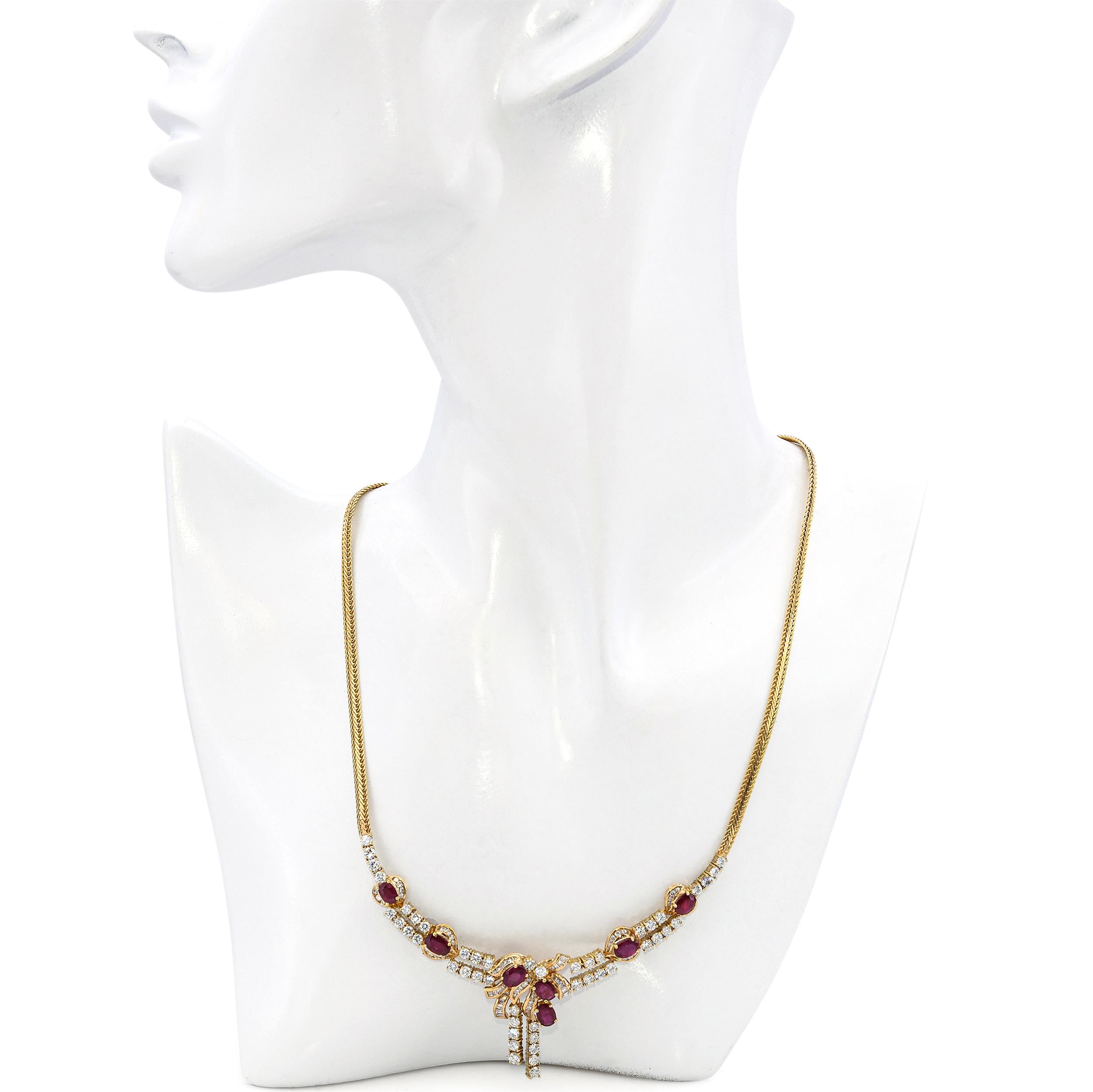 18k Yellow Gold 4.55tcw Ruby and 3.01tcw J VS Diamond Necklace