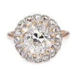 Antique 14k Yellow Gold GIA 3.87ct M Si1 Old European Cut Diamond Ring