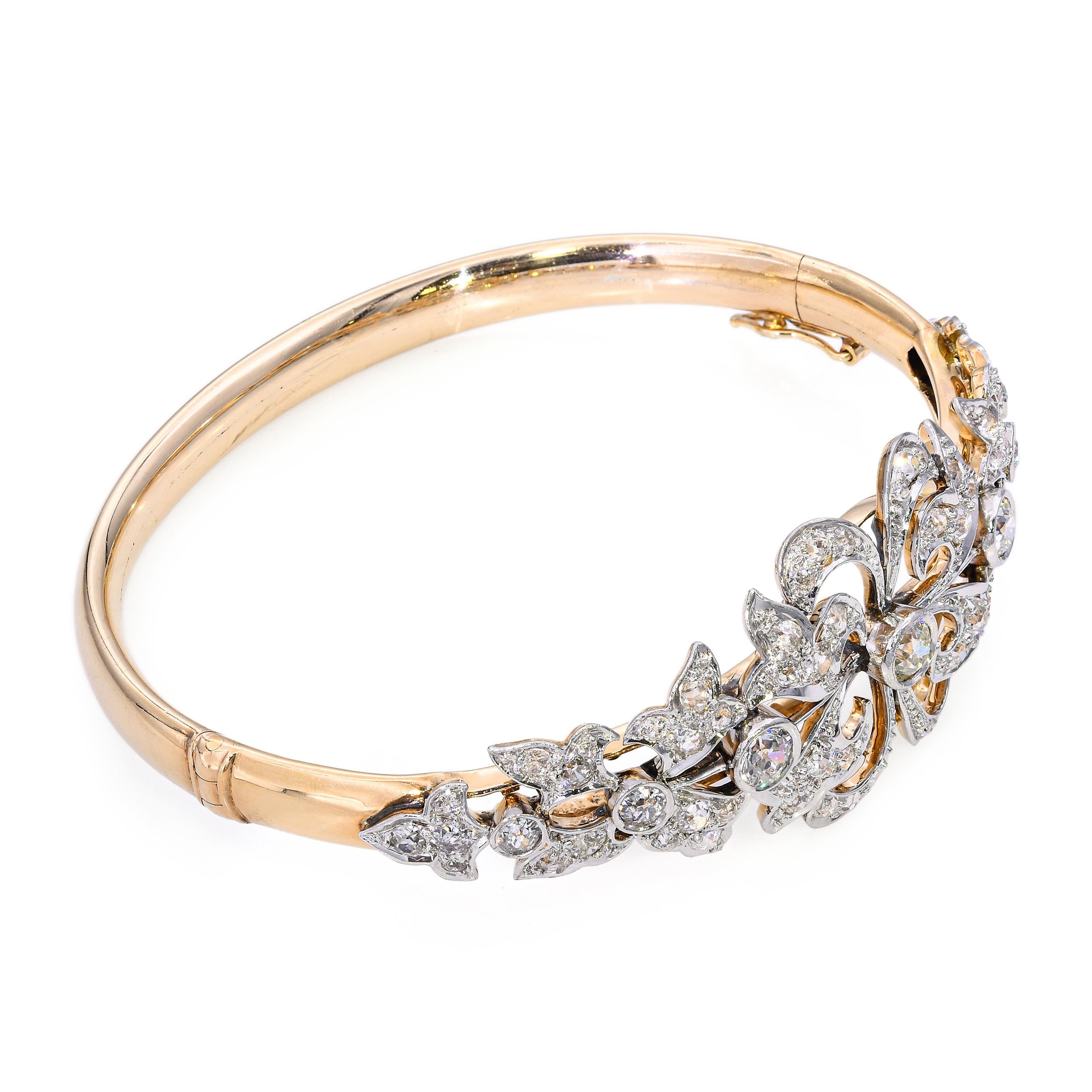 Victorian Yellow Gold 4.26ctw Old European and Mine Cut Diamond Bracelet