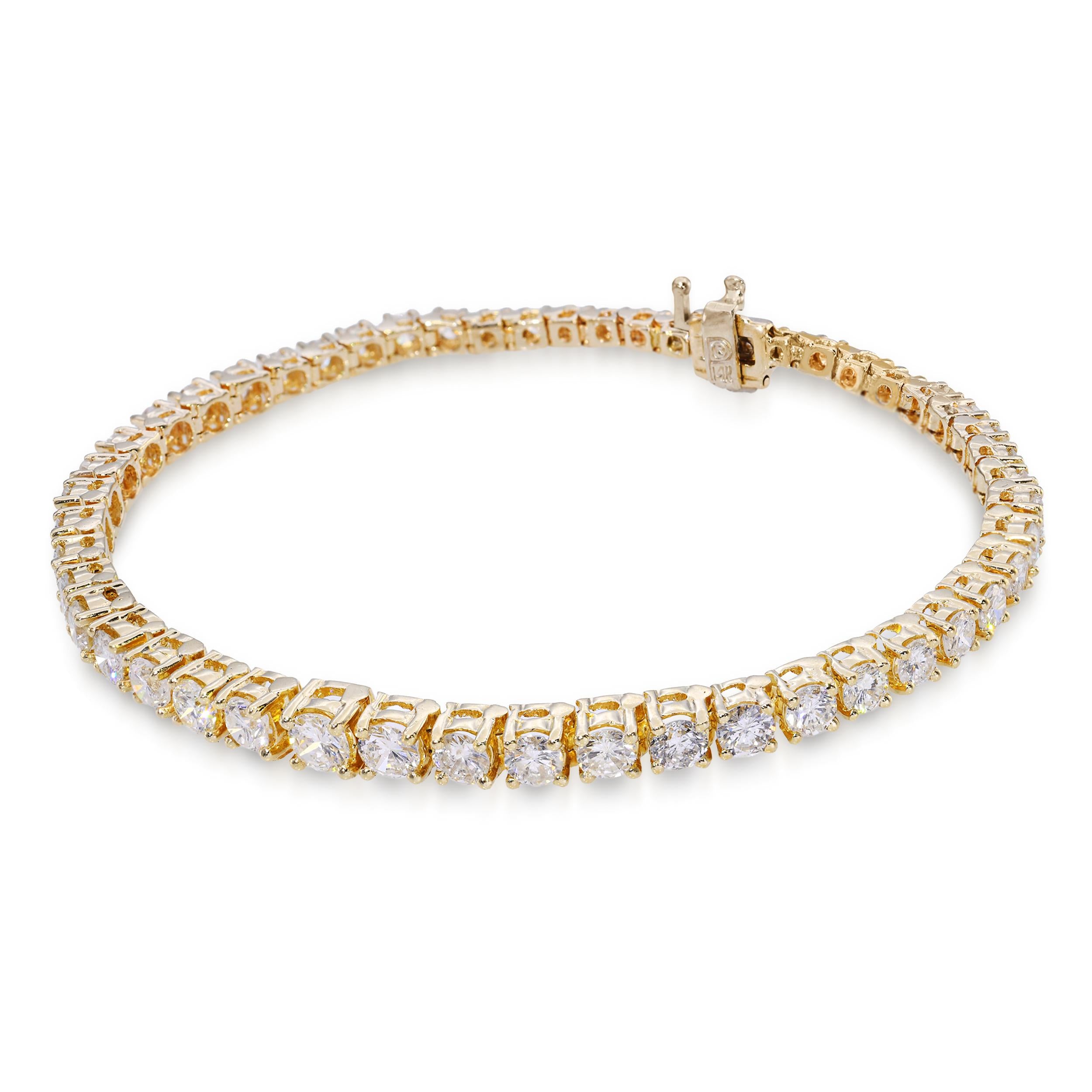 Vintage 14k Yellow Gold 5.38tcw Graduating Diamond Tennis Bracelet
