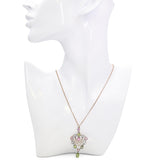 Antique Art Nouveau 9k Rose Gold Mixed Gemstone and Chain Drop Shield Necklace