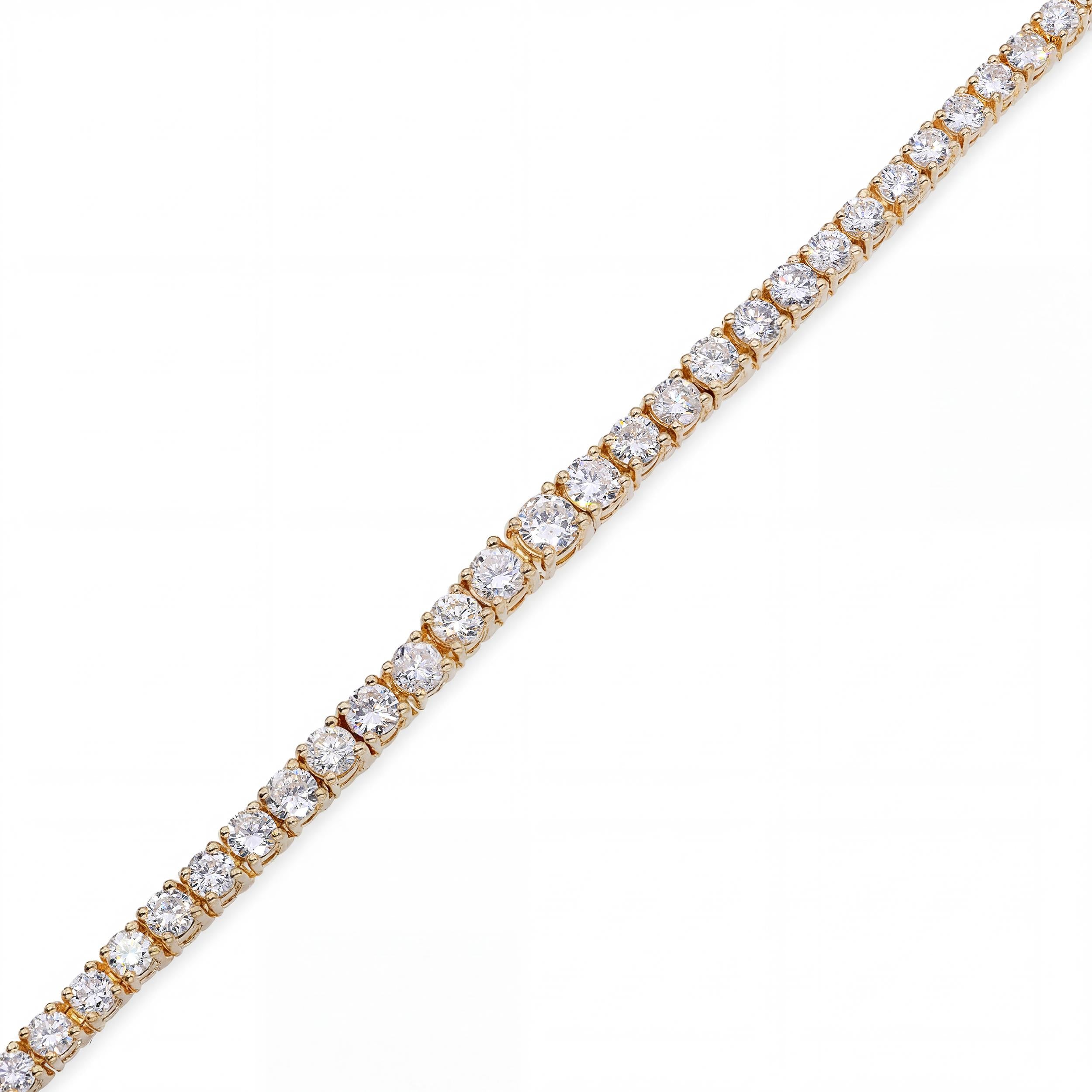 Vintage 14k Yellow Gold 5.38tcw Graduating Diamond Tennis Bracelet