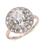 Antique 14k Yellow Gold GIA 3.87ct M Si1 Old European Cut Diamond Ring