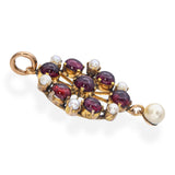Antique 10k Yellow Gold Garnet and Pearl Pendant