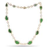 Vintage 14k Yellow Gold Diamond and Carved Jadeite Jade Leaf Link Necklace