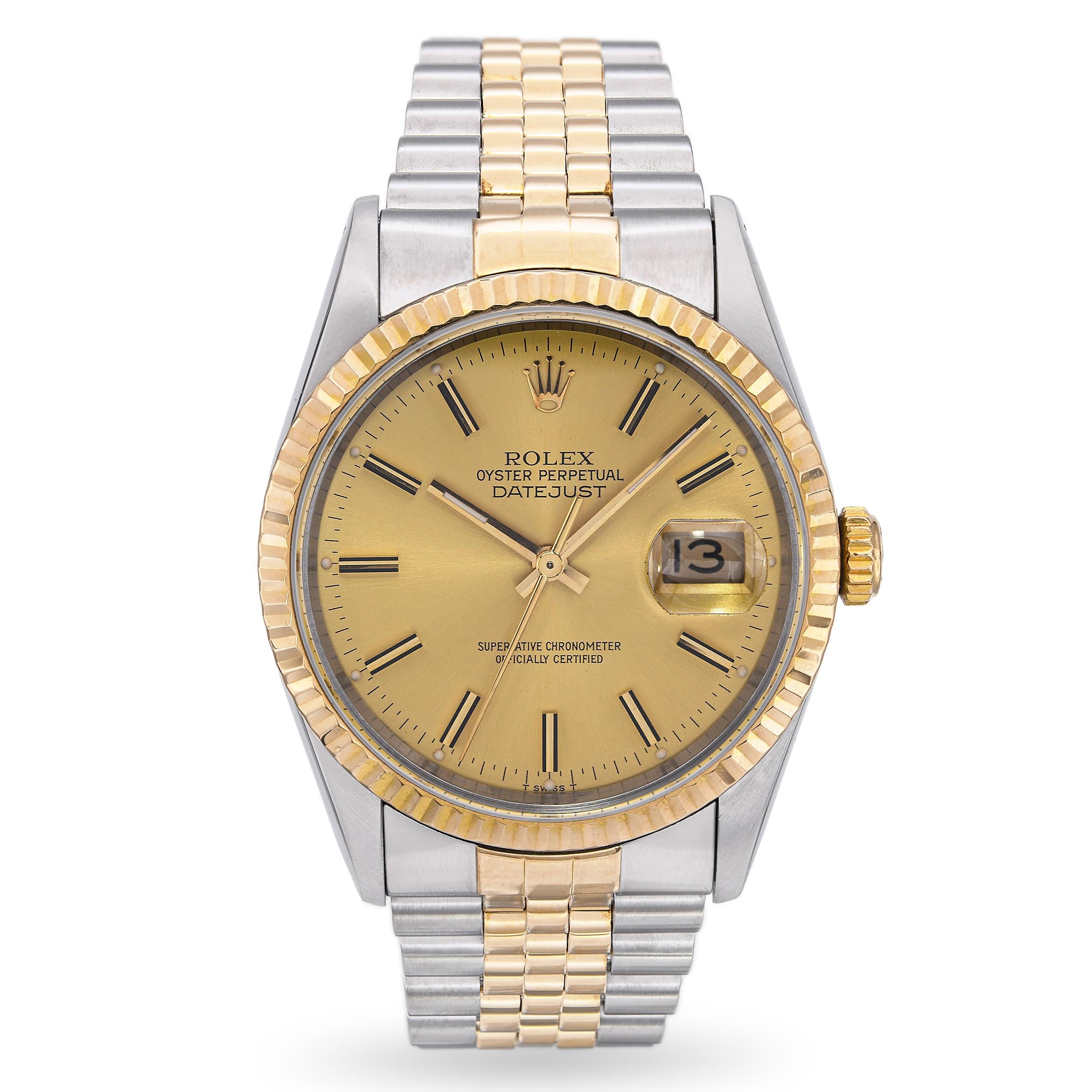 Rolex Datejust 16233 18k Gold Steel Automatic Men's Watch