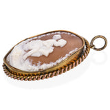Antique Young Psyche Writing a Book Shell Cameo Brooch