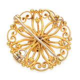 Antique 18k Yellow Gold Old Euro Cut Diamond Enamel Floral Brooch