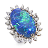 Vintage 17k White Gold 9.75tcw Opal and Diamond Cocktail Ring