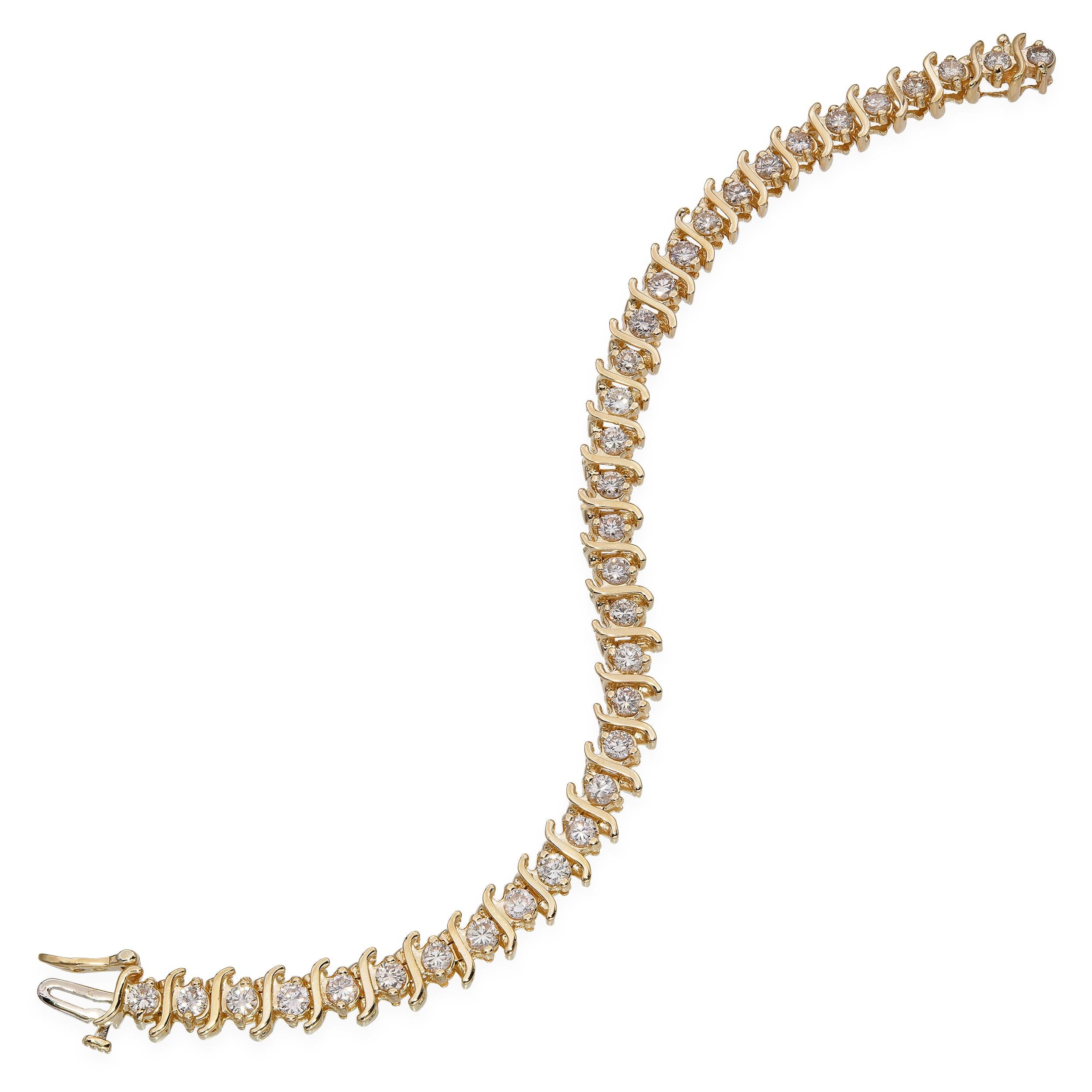 Vintage 14k Yellow Gold 4.55tcw Diamond Tennis Bracelet