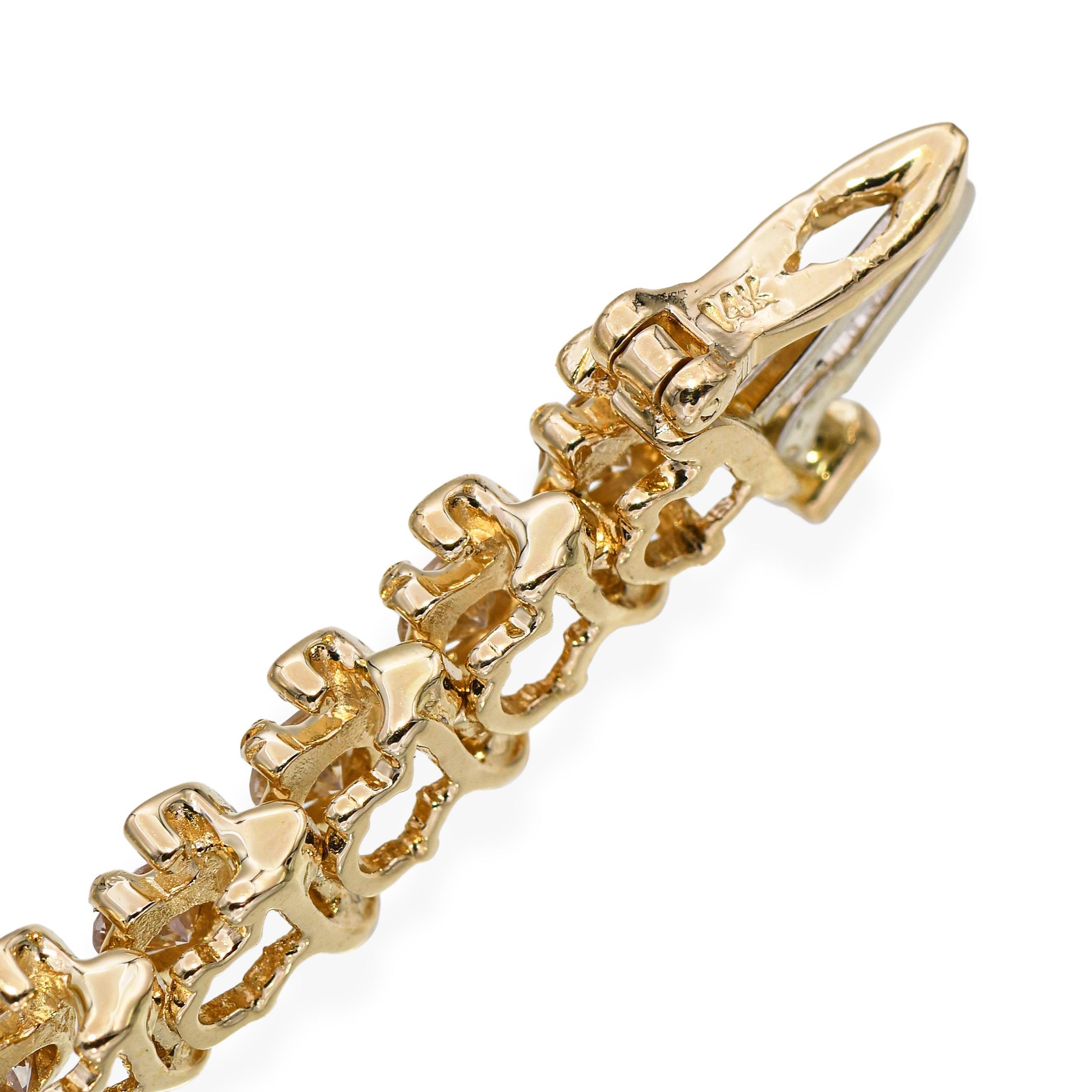 Vintage 14k Yellow Gold 4.55tcw Diamond Tennis Bracelet