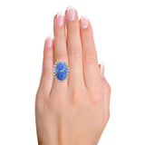 Vintage 17k White Gold 9.75tcw Opal and Diamond Cocktail Ring