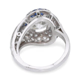 Art Deco Platinum 2.68ct VS1 Diamond and Sapphire Cocktail Ring GIA