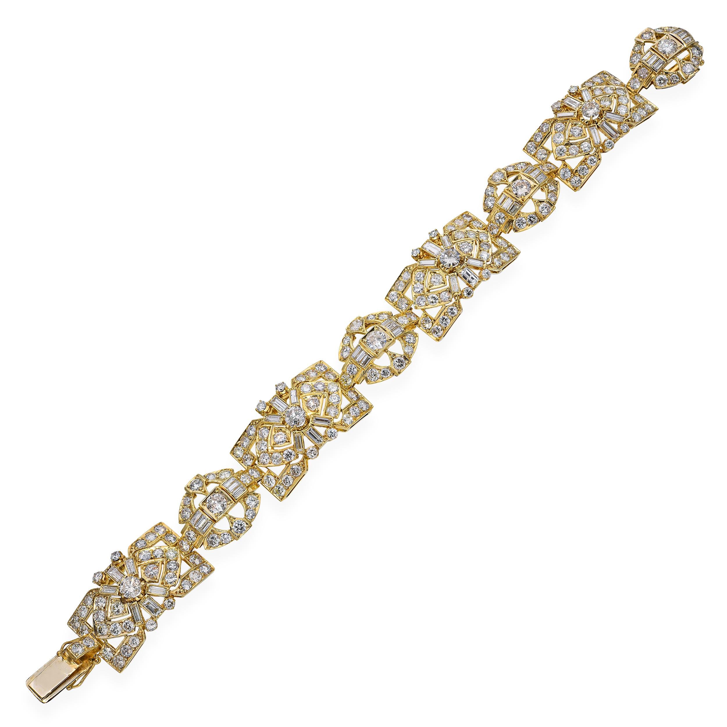 Vintage 18k Yellow Gold 8.01tcw Diamond Motif Bracelet