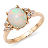 Vintage 14k Yellow Gold Opal and Diamond Ring