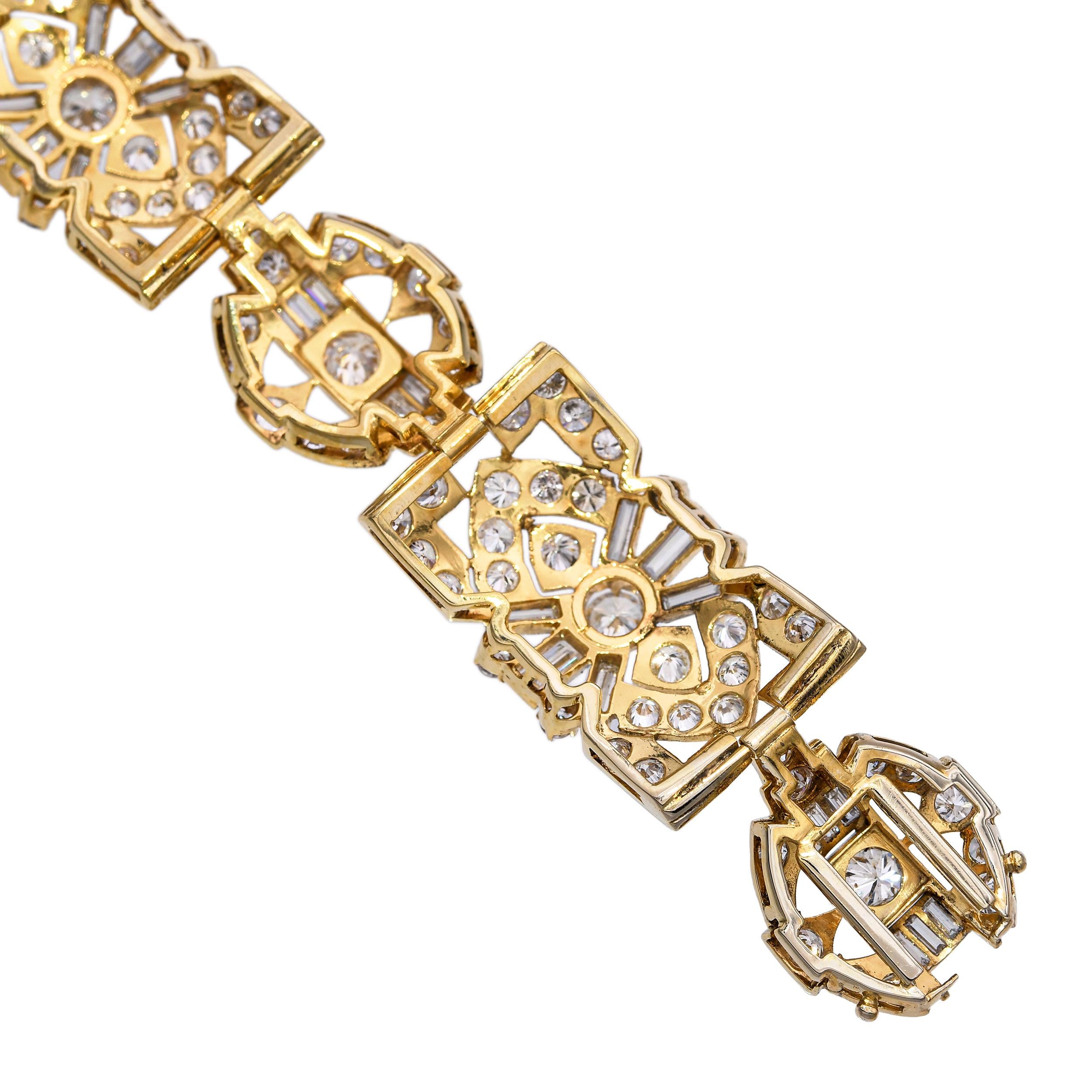 Vintage 18k Yellow Gold 8.01tcw Diamond Motif Bracelet