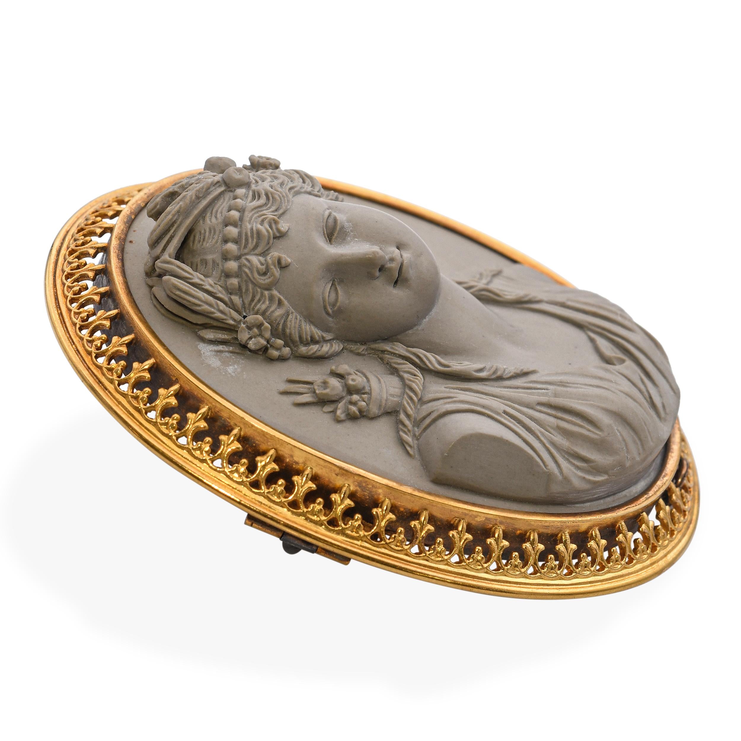 Antique Demeter Lava Cameo Brooch