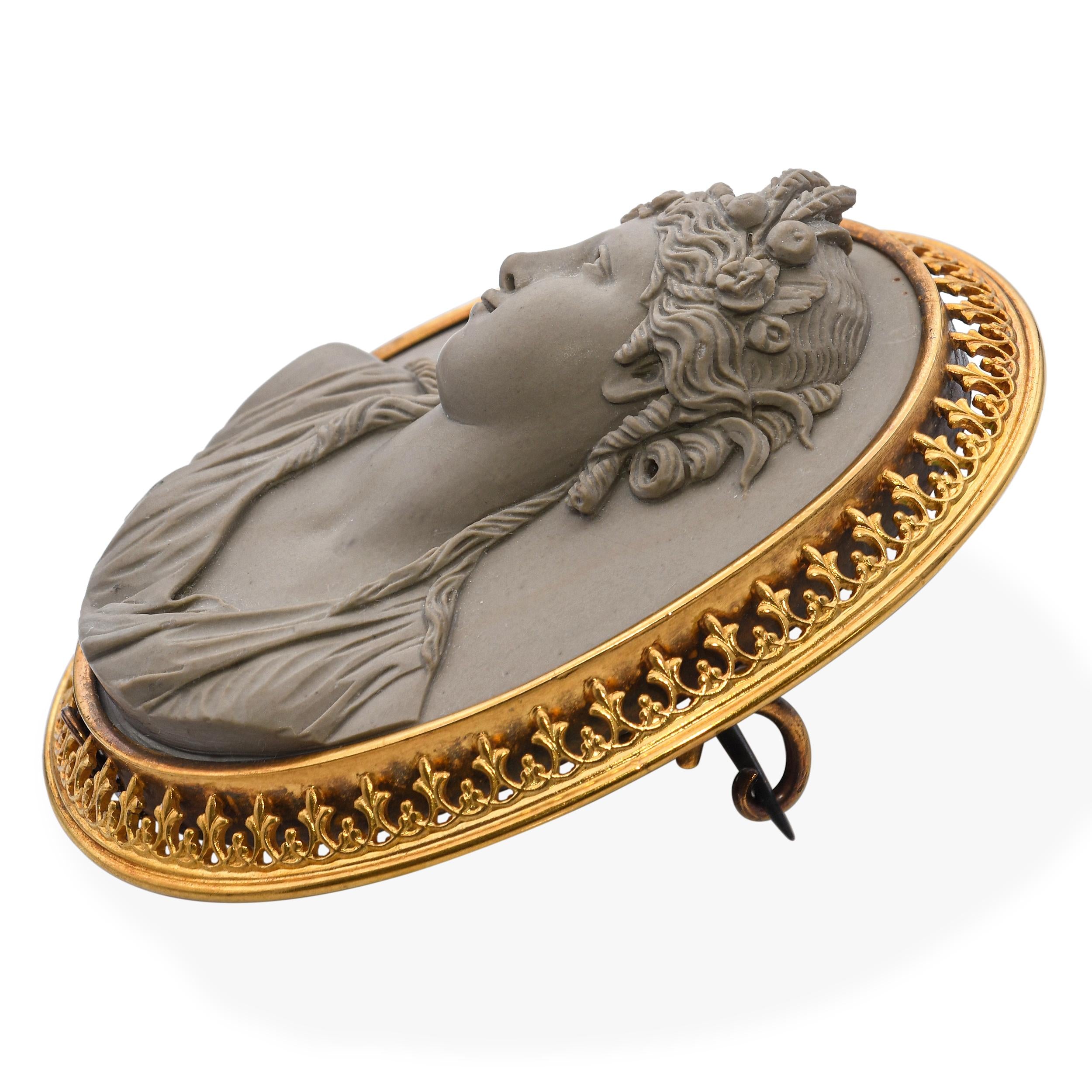 Antique Demeter Lava Cameo Brooch