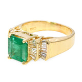 Vintage Yellow Gold GIA 2.49ct Brazilian Emerald and Diamond Ring