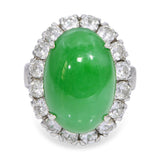 GIA Vintage White Gold Alloy 8.05ct Type A Jadeite and Diamond Cocktail Ring