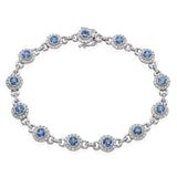 18k White Gold Aquamarine and Diamond Link Bracelet