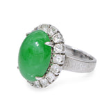 GIA Vintage White Gold Alloy 8.05ct Type A Jadeite and Diamond Cocktail Ring