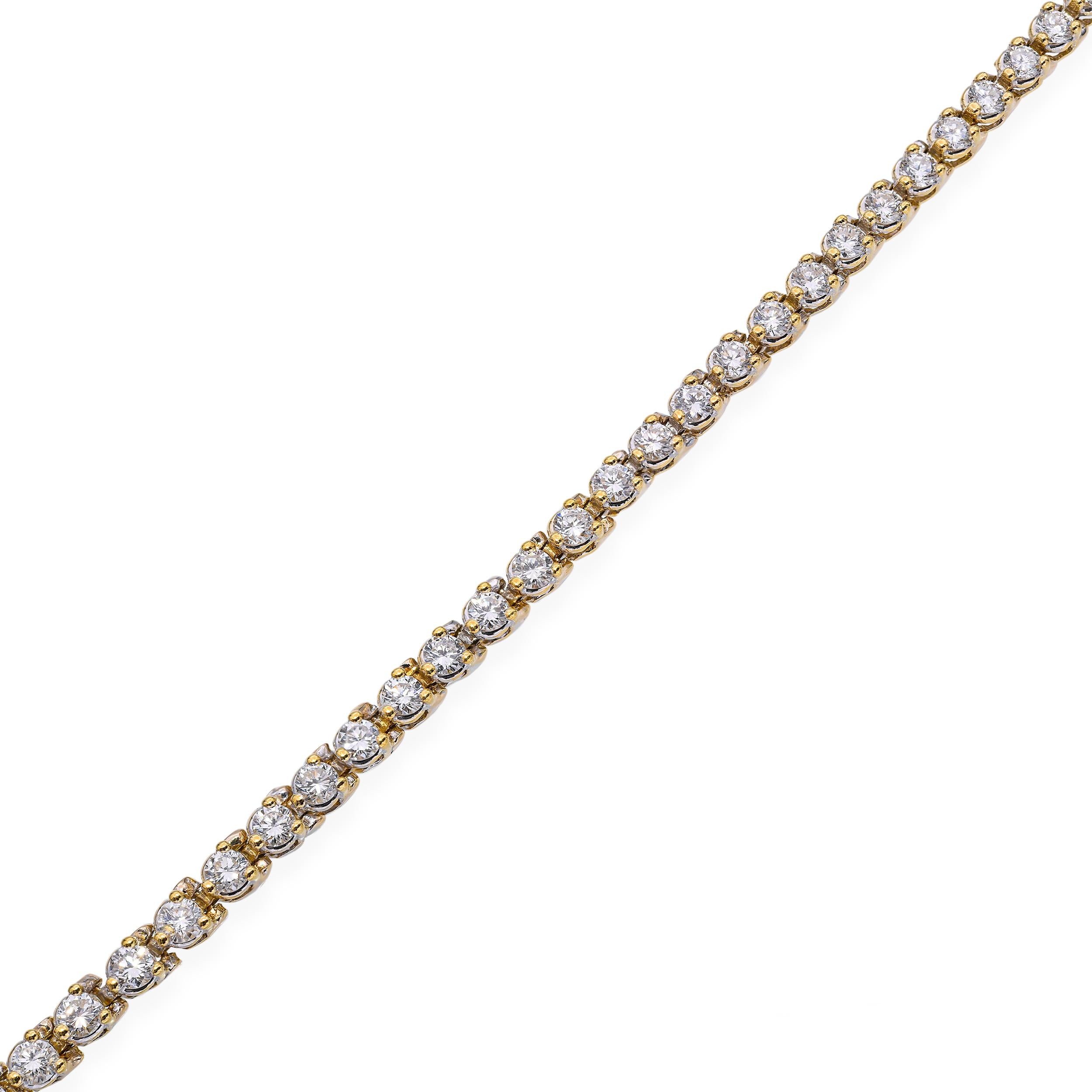Vintage 14k Yellow Gold 3.65tcw Diamond Tennis Bracelet