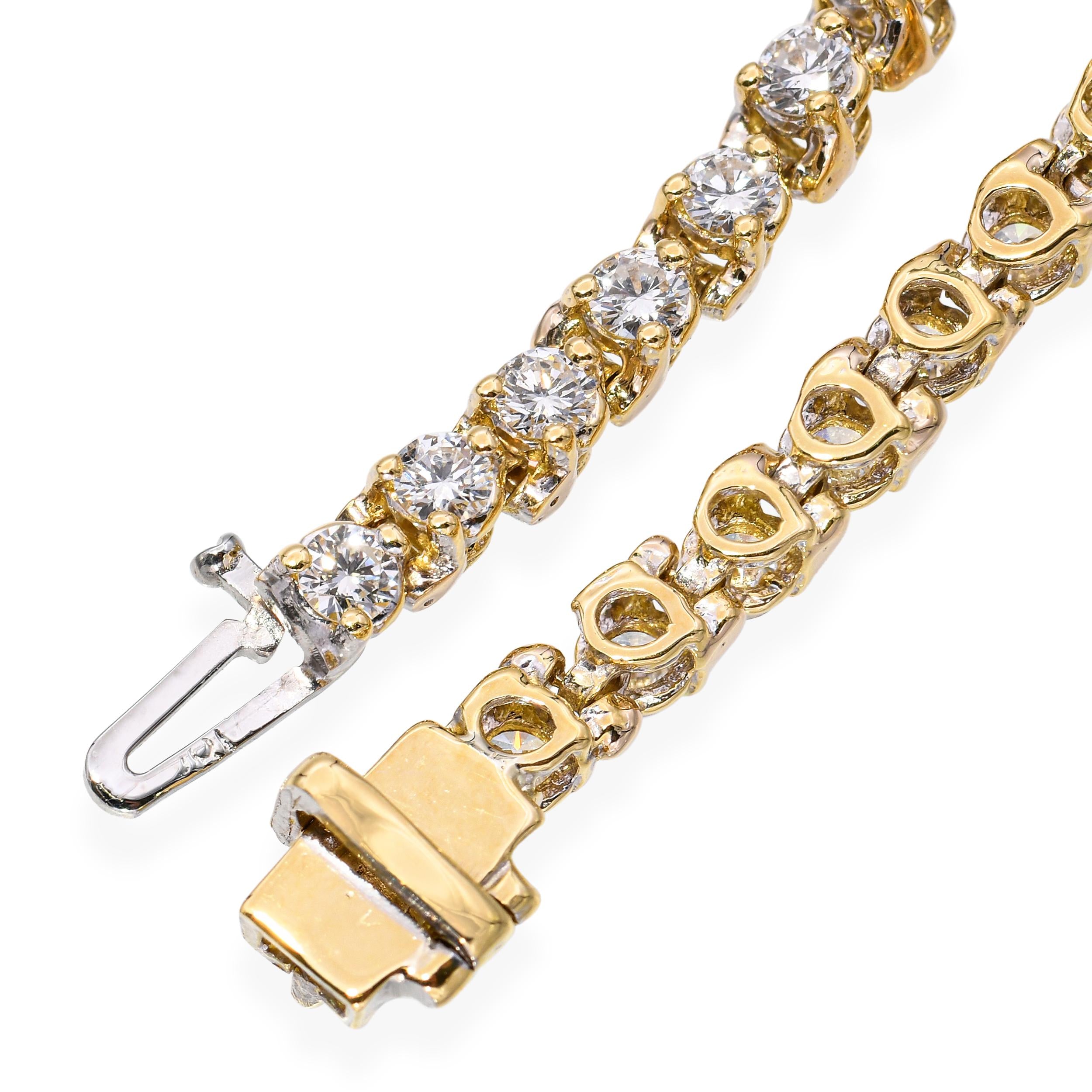 Vintage 14k Yellow Gold 3.65tcw Diamond Tennis Bracelet