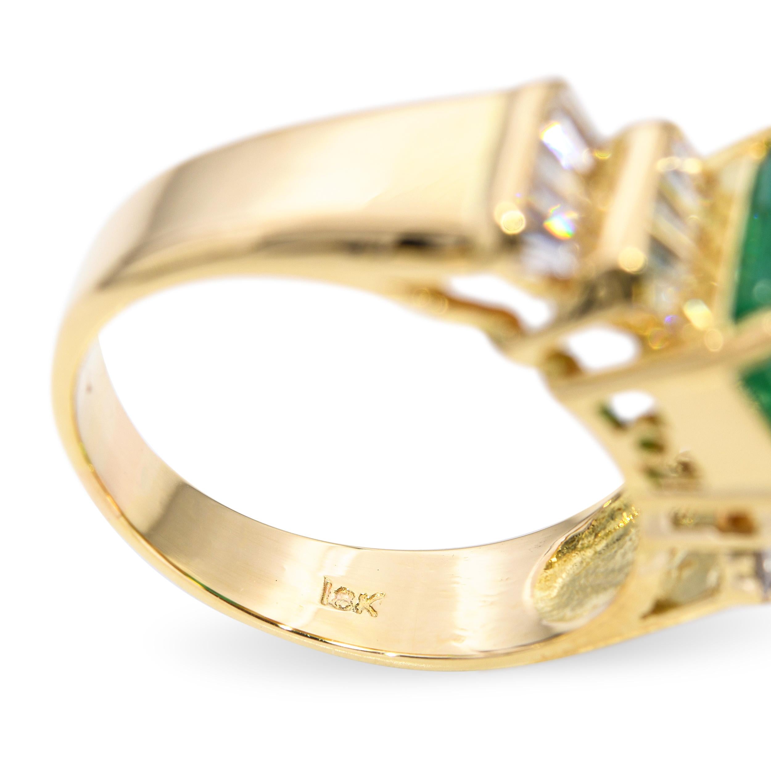 Vintage Yellow Gold GIA 2.49ct Brazilian Emerald and Diamond Ring