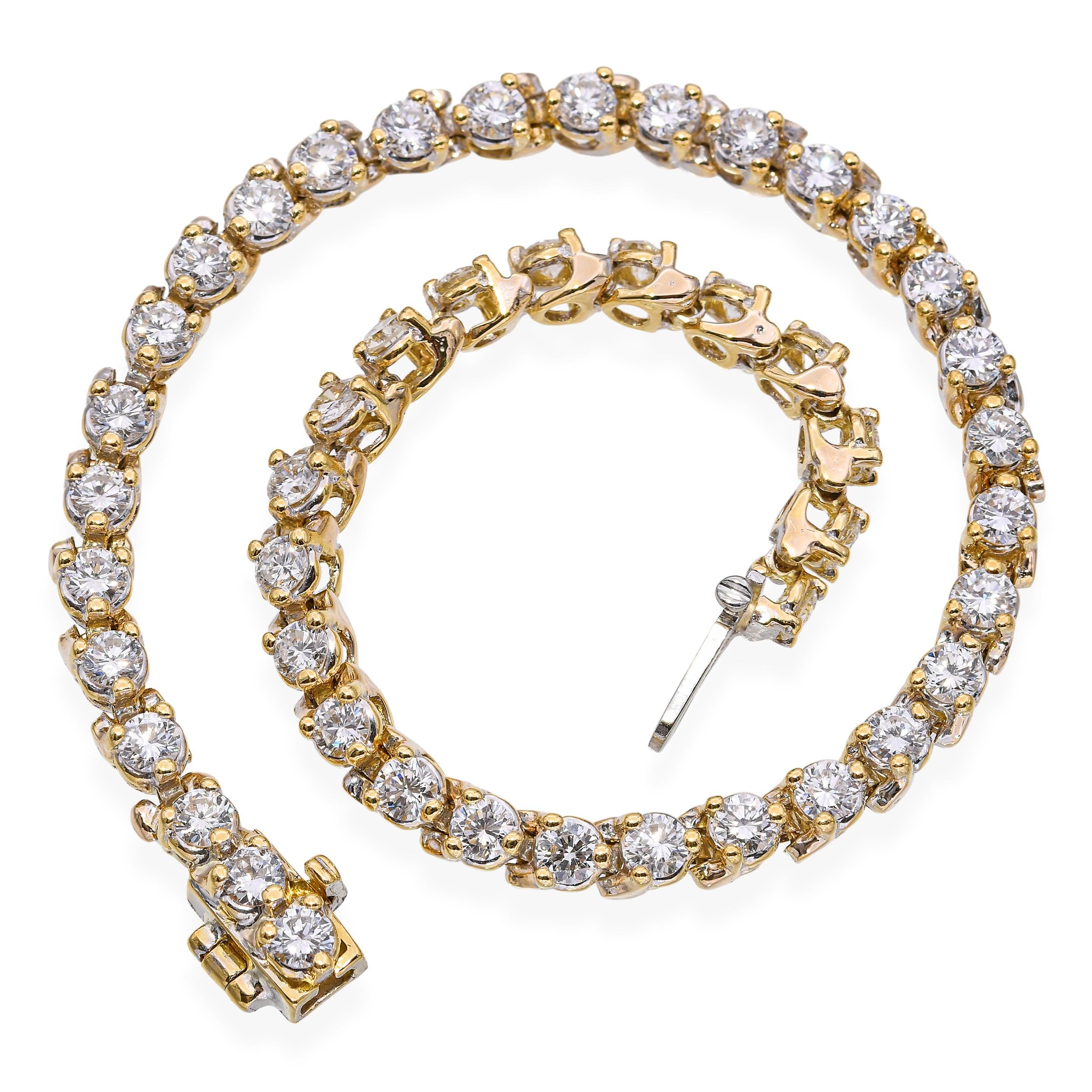 Vintage 14k Yellow Gold 3.65tcw Diamond Tennis Bracelet