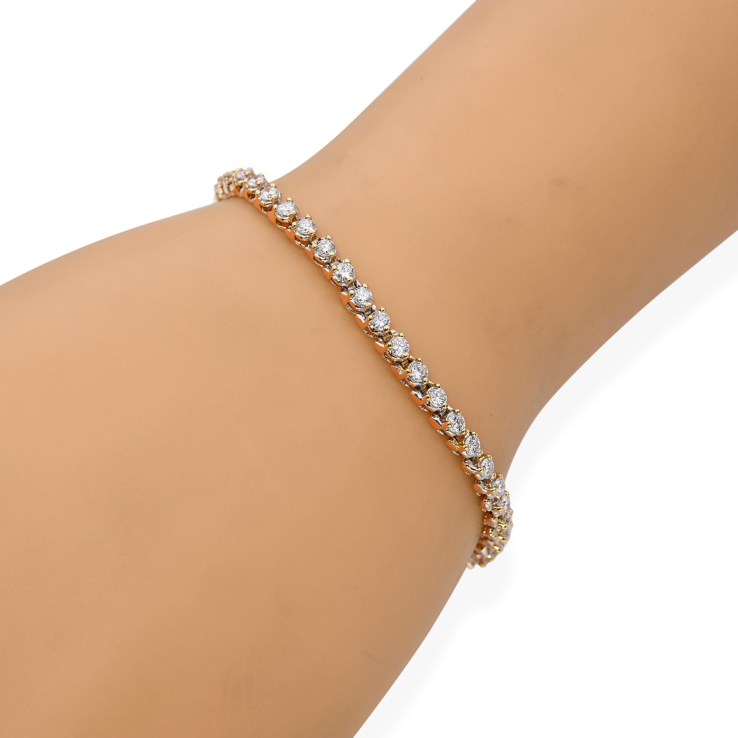 Vintage 14k Yellow Gold 3.65tcw Diamond Tennis Bracelet