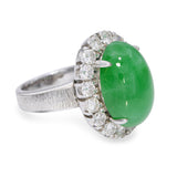 GIA Vintage White Gold Alloy 8.05ct Type A Jadeite and Diamond Cocktail Ring