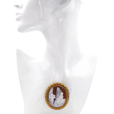 Antique 19k Yellow Gold Saul Playing Harp With Cupid Shell Cameo Brooch