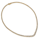Vintage 14k Yellow Gold 4.55tcw Diamond Graduating Tennis Necklace